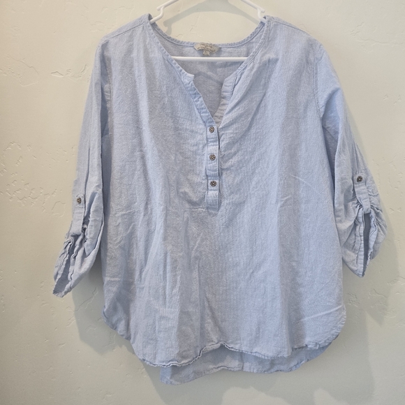Hester & Orchard blue Linen blend blouse size Large - Picture 2 of 8